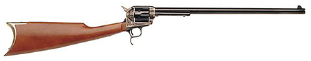 [814230010674] Cimarron MP419 Revolving Carbine  Full Size 45 Colt (LC) 6rd, 18" Blued Round Steel Barrel, Color Case Hardened Steel Receiver, Wood Shoulder Stock, Right Hand
