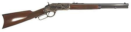 [844234126699] Cimarron CA2010G35 1873 Saddle Full Size 38 Special 357 Mag 10+1, 18" Blued Octagon Steel Barrel, Color Case Hardened Steel Receiver, Fixed Checkered Walnut Stock, Right Hand