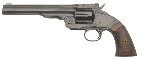 [814230011077] Cimarron CA850 No. 3 Schofield  45 Colt (LC) 6 Shot, 7" Matte Black Steel Barrel, Cylinder  &  Frame, Walnut Grip, Exposed Hammer