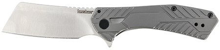 [087171055749] Kershaw 3445 Static  2.90" Folding Cleaver Plain Satin 8Cr13MoV SS Blade Gray PVD Stainless Steel Handle Includes Pocket Clip