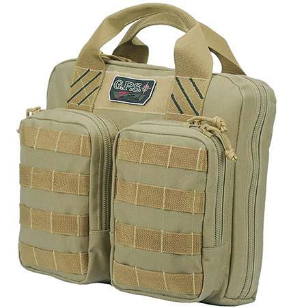 [819763010870] GPS Bags T1411PCT Tactical Double +2 Tan 1000D Nylon Teflon Coating Holds 4 Handguns
