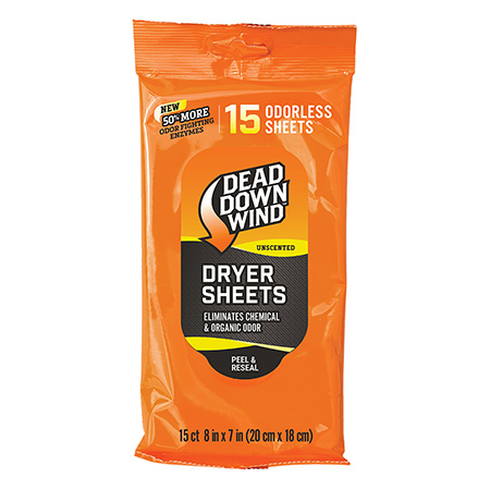 [189168000685] Dead Down Wind 1113 Dryer Sheets  Odor Eliminator Odorless Scent Dryer Sheet 15 Per Pkg