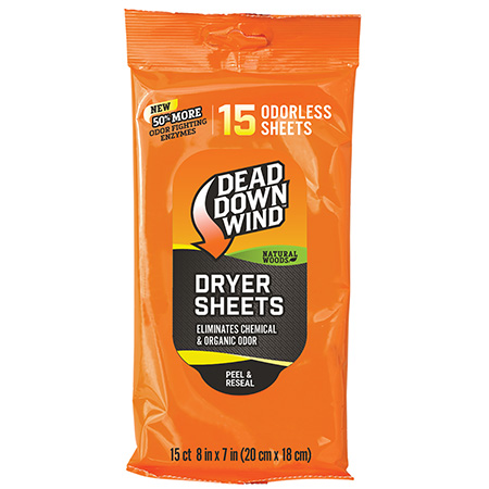 [854182006523] Dead Down Wind 11913 Dryer Sheets  Cover Scent Natural Woods Scent Dryer Sheet 15 Per Pkg