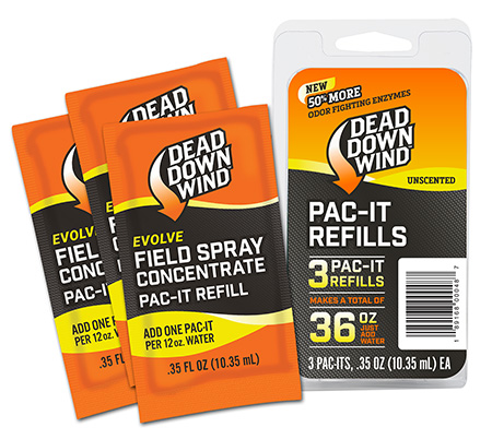 [189168000487] Dead Down Wind 1310 Evolve Field Spray Pac-It Refills Cover Scent Odor Eliminator Unscented Scent 36 oz Concentrate