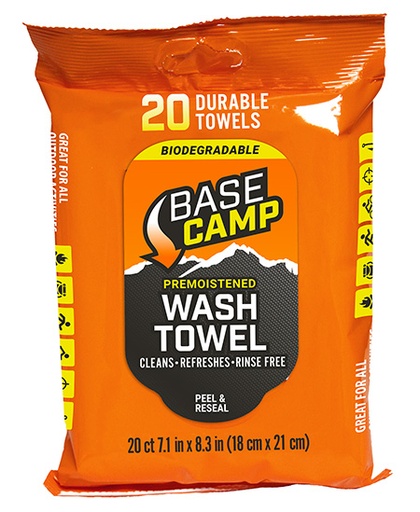 [189168000319] Dead Down Wind 1356 Base Camp Wash Towel Odorless 20 Per Pkg