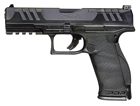 [723364218255] Walther Arms 2844001 PDP Optic Ready 9mm Luger Caliber with 5" Barrel, 18+1 Capacity, Black Finish Picatinny Rail Frame, Serrated/Optic Cut Black Steel Slide  &  Performance Duty Textured Polymer Grip