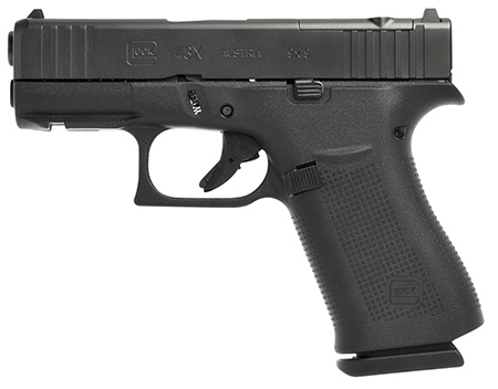 [764503049989] Glock UX4350201FRMOS G43X MOS Slim Sub-Compact 9mm Luger 10+1 3.41" Black GMB Barrel, Black Cerakote MOS Cut/Serrated Slide, Black Polymer Frame w/Beavertail, Black Textured Polymer Grip, Ambidextrous
