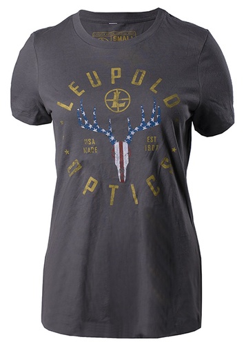 [030317025397] Leupold 179152 American Whitetail Women's Gray Cotton/Polyester Short Sleeve XL