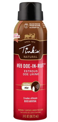 [049818212199] Tinks W5310 #69 Hot Shot Deer Attractant Doe In Estrus Scent 3 oz Aerosol