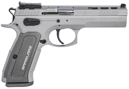 [850020252015] SAR USA K12STSPX K12 Sport X Duty 9mm Luger Caliber with 4.70" Barrel, 17+1 Capacity, Overall Matte Stainless Finish Steel, Beavertail Frame, Serrated/Ported Slide  &  Gray Polymer Grip