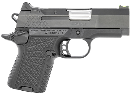 [810025505790] Wilson Combat SFX9SC3A SFX9 Sub-Compact 9mm Luger 10+1 15+1 3.25" Stainless Steel Barrel, Black DLC Serrated Stainless Steel Slide, Black Aluminum Frame w/Beavertail