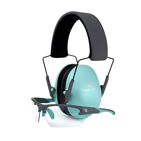 [674326303178] Radians LS0820CKCS G4 Junior Shooting Glasses Youth Clear Lens Charcoal Gray with Aqua Accents Frame