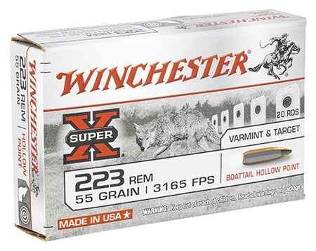 [020892230552] Winchester Ammo W223HP55 Super X  223Rem 55gr Boat Tail Hollow Point 20 Per Box/25 Case