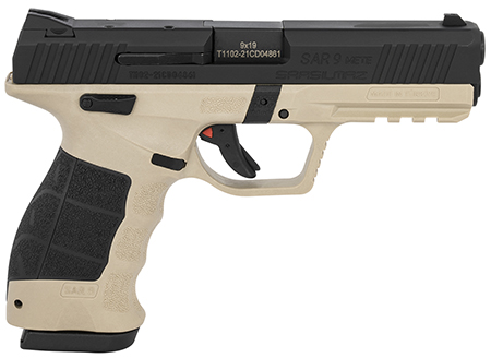[850020252923] Sar USA SAR9METESABL SAR9 Mete Safari 9mm Luger 4.50" 17+1 (2) Mete Safari Black Steel Slide Black Interchangeable Backstrap Grip