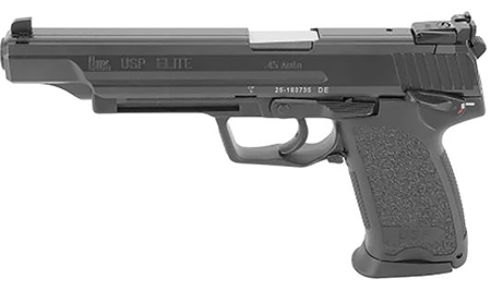 [642230260429] HK 81000367 USP V1 Elite 45 ACP 12+1 6.02" Stainless Stainless Steel Barrel, Black Long/Serrated Steel Slide, Black Polymer Frame, Black Polymer Grip, Includes Two Mags