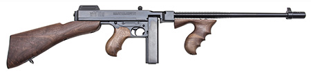 [602686211130] Thompson TIB50D 1927A-1 Deluxe Carbine 45 ACP Caliber with 18" Barrel, 20+1 Capacity (Stick), 50+1 Capacity (Drum), Blued Metal Finish, American Walnut Removable Fixed Stock  &  Wood Grip Right Hand