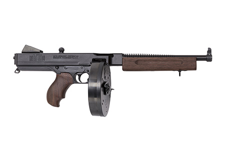 [602686292016] Thompson TA510D 1927A-1 Deluxe 45 ACP Caliber with 10.50" Barrel, 10+1 Capacity (Drum), Blued Metal Finish, Walnut Grip Right Hand
