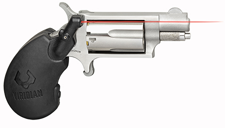 [744253003509] North American Arms 22MSVL Mini-Revolver w/Laser 22 WMR 5rd Shot 1.13" Stainless Steel Barrel, Frame  &  Cylinder, Black Polymer Grip, Viridian E-Series Red Laser, Exposed Hammer