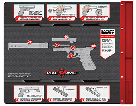 [813119012358] Real Avid AVGLOCKSM Smart Mat Cleaning Mat Black/Gray Non-Slip Rubber 19" x 16" Glock Parts Diagram Illustration