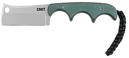 [794023238303] CRKT 2383 Minimalist  2.13" Fixed Cleaver Plain Bead Blasted 5Cr15MoV SS Blade/ Green Contoured Resin Infused Fiber Handle Includes Lanyard/Sheath