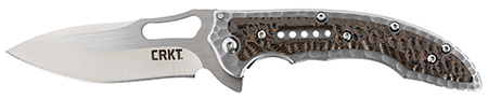 [794023546002] CRKT 5460 Fossil  Compact 3.41" Folding Drop Point Plain Satin 8Cr13MoV SS Blade, Brown G10/SS Handle, Includes Pocket Clip
