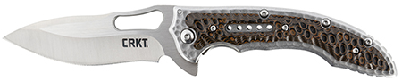 [794023547009] CRKT 5470 Fossil  3.96" Folding Drop Point Plain Satin 8Cr13MoV SS Blade/ Brown G10/SS Handle Includes Pocket Clip
