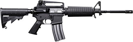 [604206129628] Bushmaster 0010004BLK M4 Patrolman's  5.56x45mm NATO 30+1 16" Salt Bath Nitride Threaded Barrel, Black A4 Flat Top Receiver, Black 6 Position Collapsible Stock w/M4 Black Polymer Grip, Right Hand