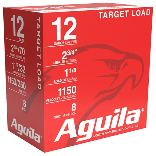 [640420006031] Aguila 1CHB1280 Target Load Competition 12Gauge 2.75" 1 1/8oz 8Shot 25 Per Box/10 Case
