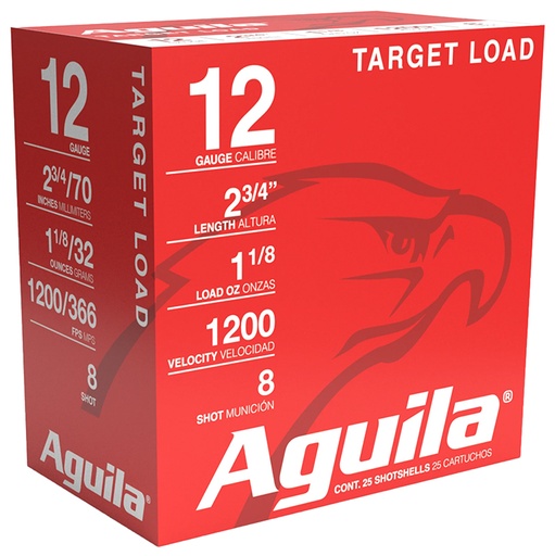 [640420006086] Aguila 1CHB1358 Target Load Competition 12Gauge 2.75" 1 1/8oz 8Shot 25 Per Box/10 Case
