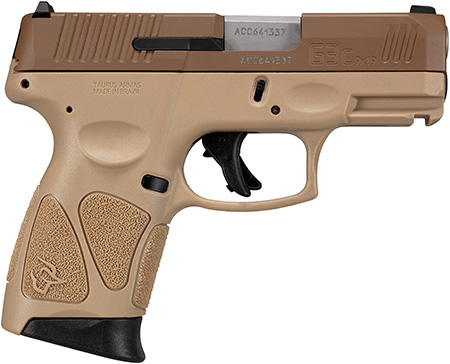 [725327627548] Taurus 1G3C93ETMA G3C *MA Compliant 9mm Luger 10+1 3.26" Matte Coyote Brown Barrel, Coyote Cerakote Serrated Steel Slide, Tan Polymer Frame w/Picatinny Rail, Tan Polymer Grips