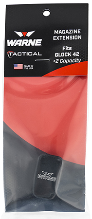 [656813107834] Warne MEG422BLK Magazine Extension  made of 6061-T6 Aluminum with Hardcoat Anodized Black Finish for Glock 42 Magazines (Adds 2rds)