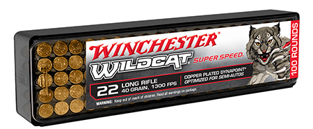 [020892104372] Winchester Ammo WW22LRSSD Wildcat Super Speed 22LR 40gr Copper Plated DynaPoint 100 Per Box/20 Case