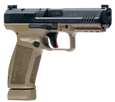 [787450607675] Canik HG5636N Mete SFT Full Size Frame 9mm Luger 20+1/18+1, 4.46" Black Match Grade Barrel, Black Nitride Serrated Steel Slide, Flat Dark Earth Polymer Frame w/Picatinny Rail, Ambidextrous