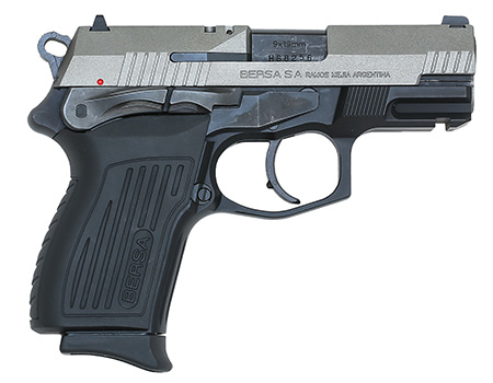 [810083202068] Bersa TPR9CDT TPRC  Compact Frame 9mm Luger 13+1, 3.50" Black Steel Barrel, Nickel Cerakote Serrated Steel Slide, Matte Black Aluminum Frame w/Beavertail, Ambidextrous