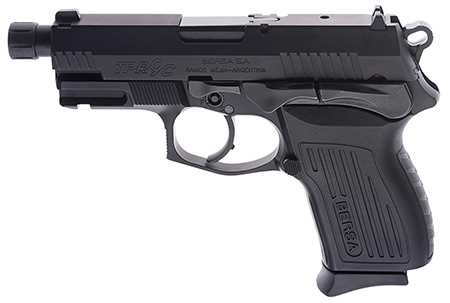 [810083202150] Bersa TPR9CMX TPRCX  Compact Frame 9mm Luger 13+1, 4.10" Black Steel Threaded Barrel, Matte Black Serrated Steel Slide  &  Aluminum Frame w/Beavertail, Ambidextrous