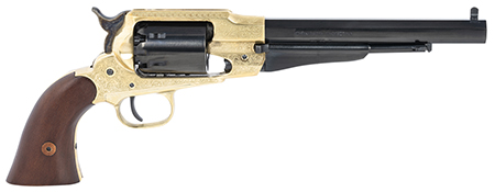 [641996730368] Pietta PF58BRE448 1858  44 Cal 6rd 8" Blued Barrel  &  Cylinder, Engraved Brass Frame, Walnut Grip, Brass trigger Guard  &  Backstrap