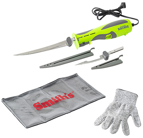[027925512074] Smiths Products 51207 Mr. Crappie Slab-O-Matic 8"/4.50" Fillet/Ribcage Serrated Stainless Steel Blade Electric Green/Gray Vented Includes Power Cord/Fillet Glove/Mesh Storage Bag