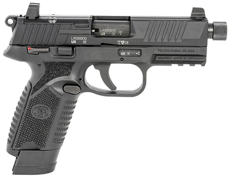 [845737013295] FN 66101010 502 Tactical 22 LR 10+1 15+1 4.60" Black Steel Threaded Barrel, Black Optic Ready/Serrated Slide  &  Polymer Frame w/Picatinny Rail, Black Textured Polymer Grip, Ambidextrous