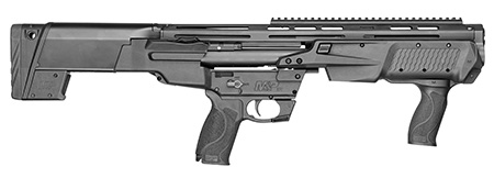 [022188880137] Smith  &  Wesson 12490 M & P Bullpup 12 Gauge Pump 3" 7+1 (2.75") 19" Black Oxide Smooth Bore/Threaded Barrel, Matte Black Receiver, Black Fixed Bullpup Stock, Black w/Interchangeable Backstrap Grip