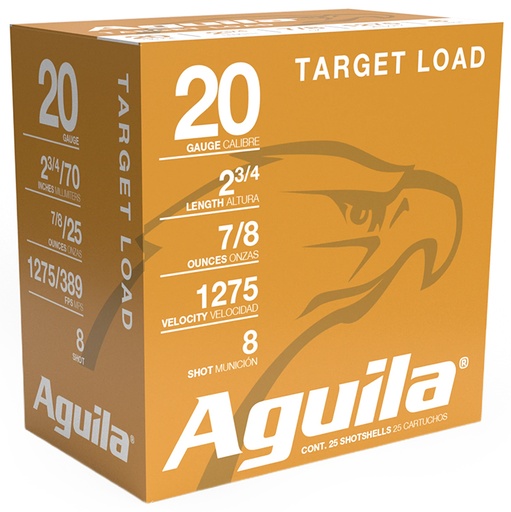 [640420006123] Aguila 1CHB2038 Target Load Competition 20Gauge 2.75" 7/8oz 8Shot 25 Per Box/10 Case