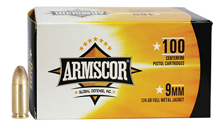 [4806015504450] Armscor 50445 Precision Value Pack 9mmLuger 124gr Full Metal Jacket 100 Per Box/12 Case