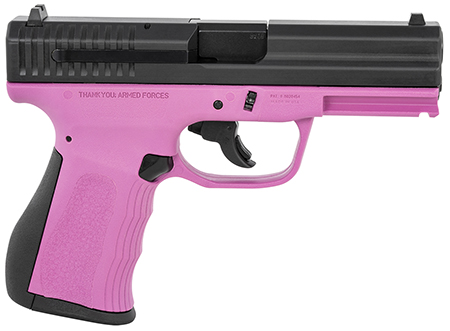 [850979005946] FMK G9C1G2PKSSCM 9C1 G2 9mm Luger 10+1 4" Black Stainless Steel Barrel, Black Serrated Carbon Steel Slide, Pink Polymer Frame w/Picatinny Rail, Black Backstrap Grip