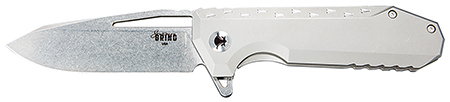 [817055020972] Southern Grind SG0903001101 Penguin  3.50" Folding Drop Point Plain Stonewashed CPM S90V Blade, Silver Titanium Handle