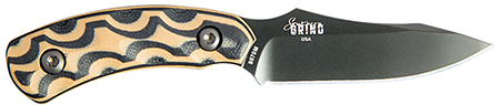 [814660021813] Southern Grind SG0508010601 Jackal Pup 2.80" Fixed Drop Point Plain Black PVD 8670 Steel Blade, 2.95" Black/Tan G10 3D Milled Handle