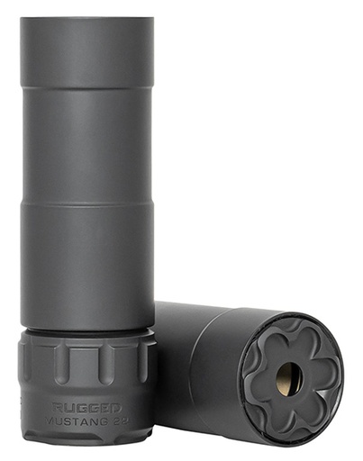 [859383006839] Rugged Suppressor P5122 Mustang 22 22 LR 1.06" D 1/2"-28 tpi 113dB At Ear Black High Temp Cerakote 7075-T6 Aluminum Baffles/Tube Titanium Mount