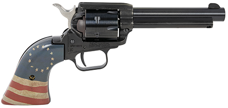 [727962703762] Heritage Mfg RR22B4HBR Rough Rider Betsy Ross 22 LR 6 Shot, 4.75" Black Steel Barrel, Black Zinc Alloy Frame, Black Cylinder, US Flag Polymer Grip, Hammer/Thumb Safety, Exposed Hammer