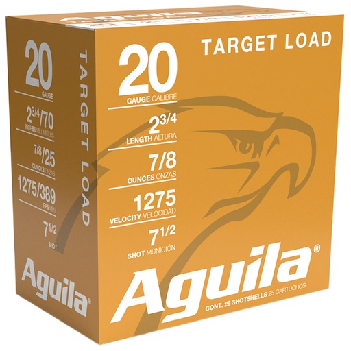 [640420006253] Aguila 1CHB2037 Target Load Competition 20Gauge 2.75" 7/8oz 7.5Shot 25 Per Box/10 Case