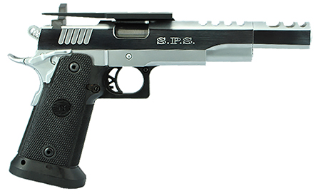 [713780856803] TriStar 85680 SPS Vista Long 1911 38 Super 21+1, 5.50" Black Match Grade Threaded Barrel, Chrome Ported/Serrated Steel Slide, Chrome Steel Frame w/Beavertail, Black Polymer Grip