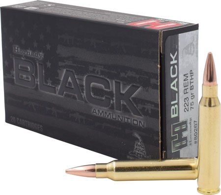 [090255802672] Hornady 80267 Black  223Rem 75gr Boat Tail Hollow Point 20 Per Box/10 Case