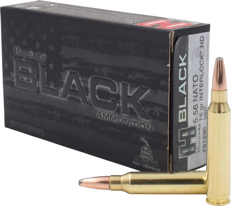 [090255812961] Hornady 81296 Black  5.56x45mmNATO 75gr InterLock Heavy Duty 20 Per Box/10 Case